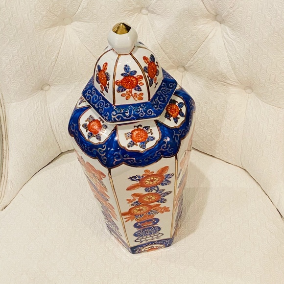 MR19-LARGE Vintage Chinoiserie Imari Style Ginger/Temple Jar - Picture 4 of 9